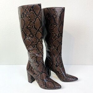 14th & Union Brown Snake Print Heeled Boots